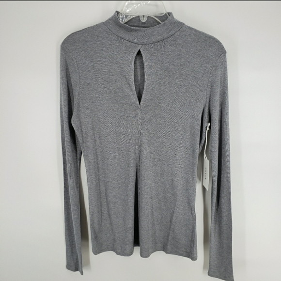 Frame 100% Silk Mock Neckline w/ Front Keyhole Long Sleeve Lightweight Sz L NWT - Picture 2 of 9